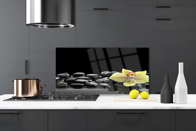 Painel vidro cozinha Cozinha Flor Preta