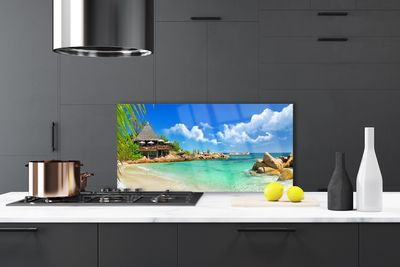 Painel vidro cozinha Paisagem de praia e mar