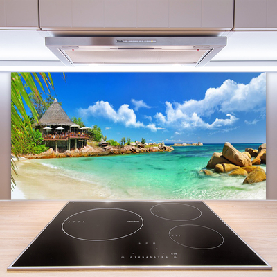 Painel vidro cozinha Paisagem de praia e mar