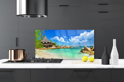 Painel vidro cozinha Paisagem de praia e mar