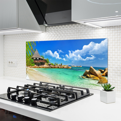 Painel vidro cozinha Paisagem de praia e mar