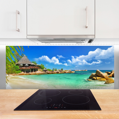 Painel vidro cozinha Paisagem de praia e mar