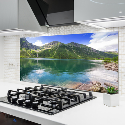 Painel vidro cozinha Paisagem de lago de montanha