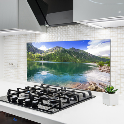 Painel vidro cozinha Paisagem de lago de montanha