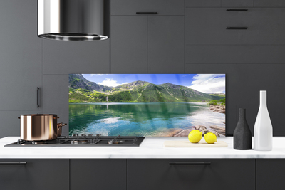 Painel vidro cozinha Paisagem de lago de montanha