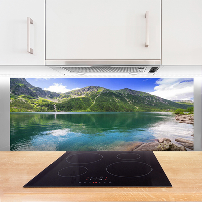 Painel vidro cozinha Paisagem de lago de montanha