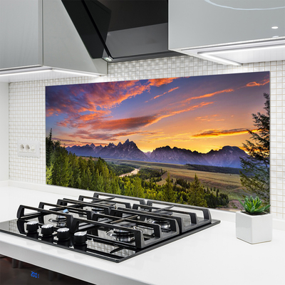 Painel cozinha Montanha Floresta Sol Natureza