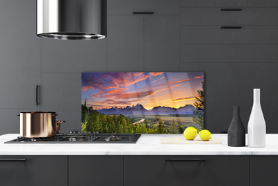 Painel cozinha Montanha Floresta Sol Natureza