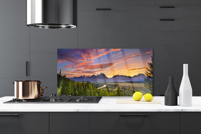 Painel cozinha Montanha Floresta Sol Natureza