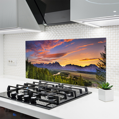 Painel cozinha Montanha Floresta Sol Natureza