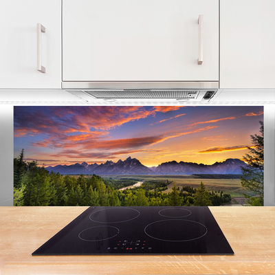 Painel cozinha Montanha Floresta Sol Natureza