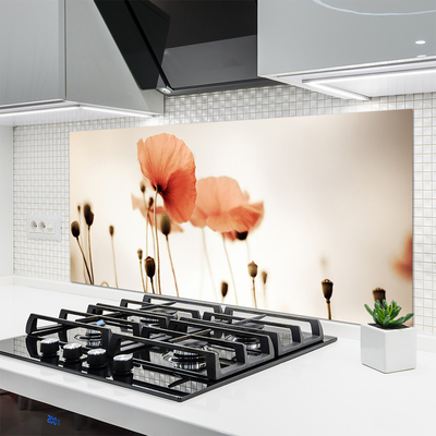 Painel vidro cozinha Papoulas Plantam Natureza
