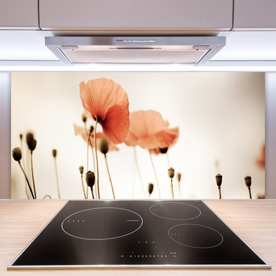 Painel vidro cozinha Papoulas Plantam Natureza