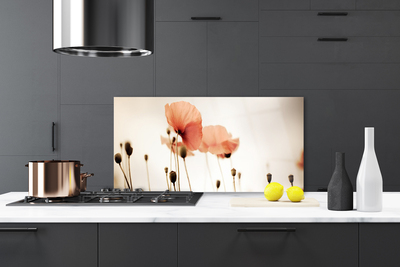 Painel vidro cozinha Papoulas Plantam Natureza