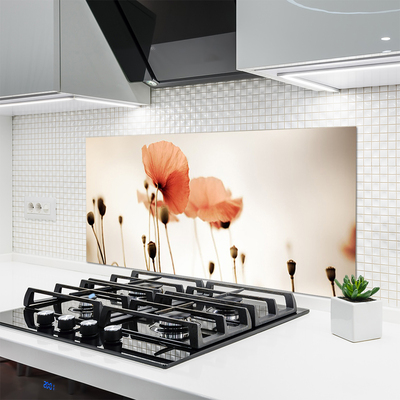 Painel vidro cozinha Papoulas Plantam Natureza