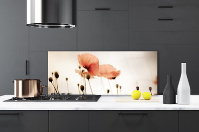 Painel vidro cozinha Papoulas Plantam Natureza