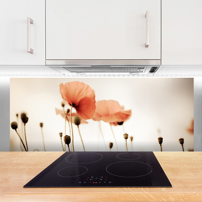 Painel vidro cozinha Papoulas Plantam Natureza