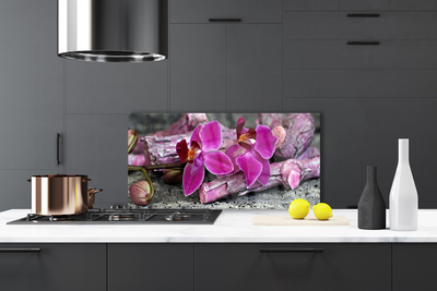 Painel vidro cozinha Flores de madeira Planta Natureza