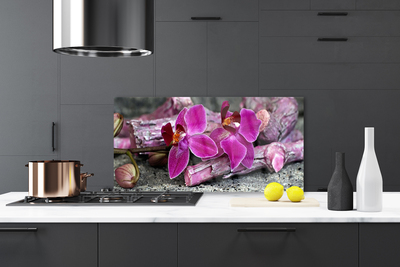 Painel vidro cozinha Flores de madeira Planta Natureza