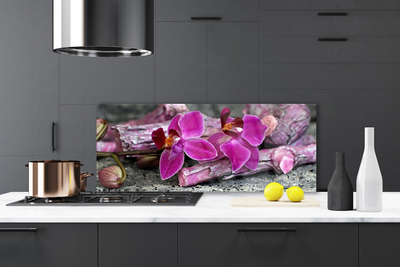 Painel vidro cozinha Flores de madeira Planta Natureza