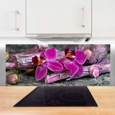 Painel vidro cozinha Flores de madeira Planta Natureza