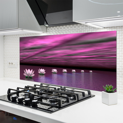 Painel vidro cozinha Flores Água Planta Natureza