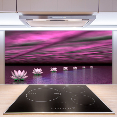 Painel vidro cozinha Flores Água Planta Natureza