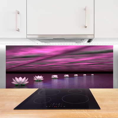 Painel vidro cozinha Flores Água Planta Natureza