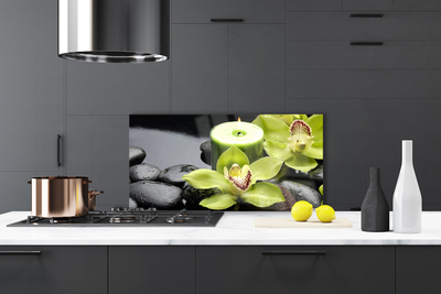 Painel vidro cozinha Flores de orquídea