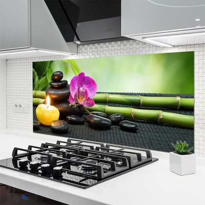 Painel vidro cozinha Spa Zen de Flores de Bambu