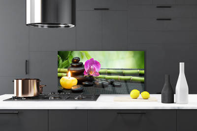 Painel vidro cozinha Spa Zen de Flores de Bambu