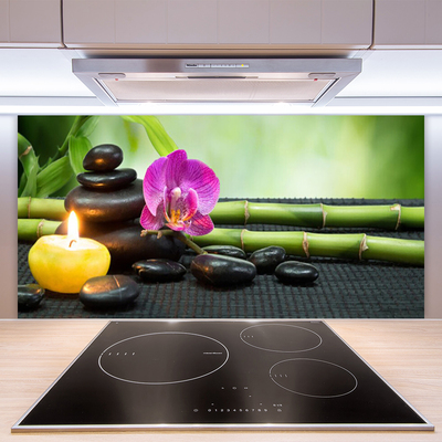 Painel vidro cozinha Spa Zen de Flores de Bambu