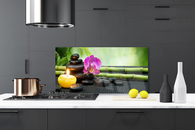 Painel vidro cozinha Spa Zen de Flores de Bambu