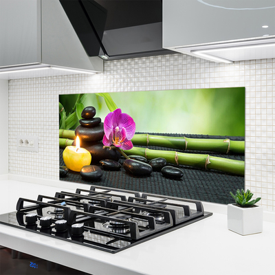 Painel vidro cozinha Spa Zen de Flores de Bambu