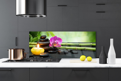 Painel vidro cozinha Spa Zen de Flores de Bambu