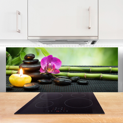 Painel vidro cozinha Spa Zen de Flores de Bambu