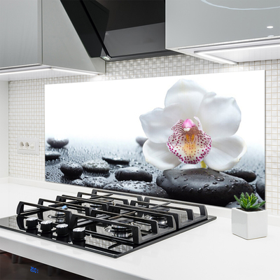 Painel vidro cozinha Arte de orquídeas florais