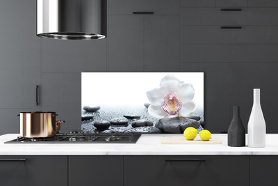 Painel vidro cozinha Arte de orquídeas florais