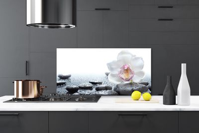 Painel vidro cozinha Arte de orquídeas florais