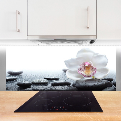 Painel vidro cozinha Arte de orquídeas florais