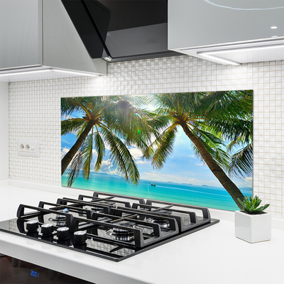 Painel vidro cozinha Paisagem do mar com palmeiras