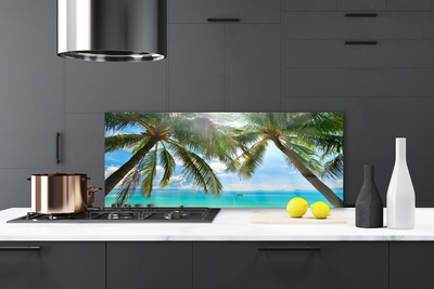 Painel vidro cozinha Paisagem do mar com palmeiras