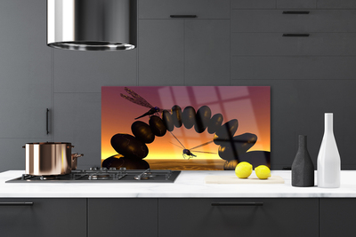 Painel vidro cozinha Libélulas Insetos Arte