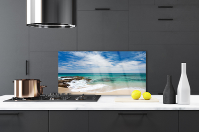 Painel vidro cozinha Paisagem de praia e mar