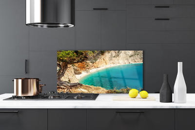 Painel vidro cozinha Praia Bay Sea Rocks