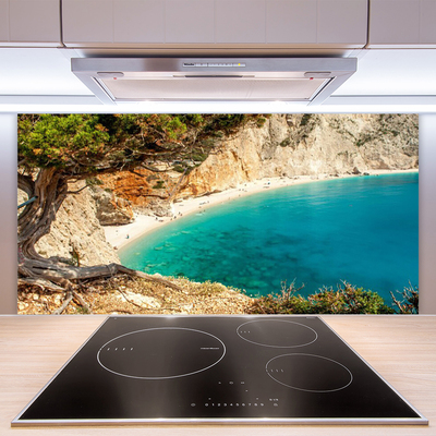 Painel vidro cozinha Praia Bay Sea Rocks