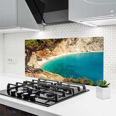 Painel vidro cozinha Praia Bay Sea Rocks