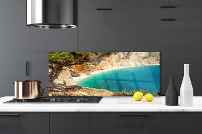 Painel vidro cozinha Praia Bay Sea Rocks