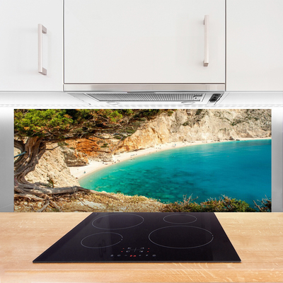 Painel vidro cozinha Praia Bay Sea Rocks