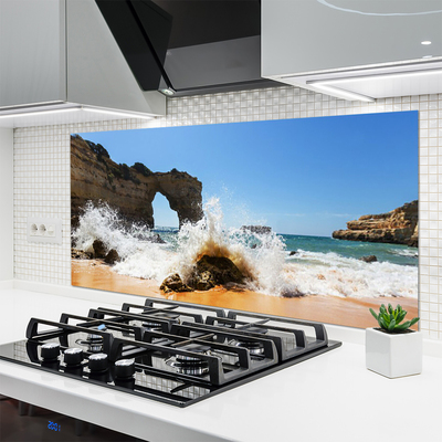 Painel vidro cozinha Praia Mar Ondas Paisagem